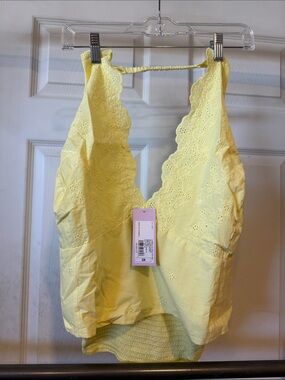 wild fable Yellow Eyelet Halter Tank Top